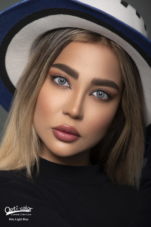 لنز رنگی آبی روشن و لطیف با جلوه‌ای شفاف و طبیعی اپتی کالر مدل Rita Light Blue - Image 2