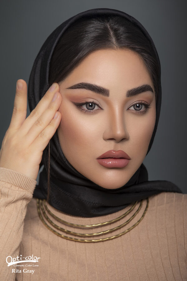 لنز رنگی طوسی طبیعی و ملایم برای استفاده روزمره اپتی کالر مدل Rita Gray