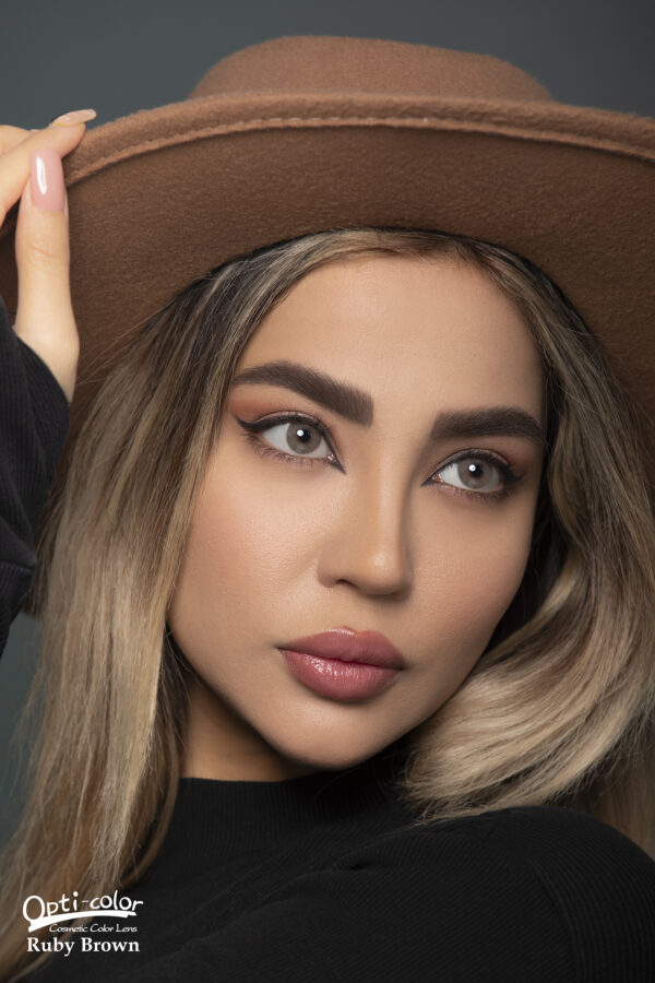 لنز قهوه‌ای نچرال و گرم|مناسب چشم‌های تیره و روشن| کد Ruby Brown - Image 8