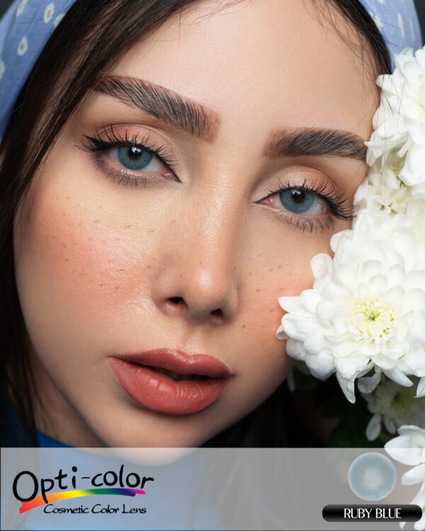 لنز رنگی آبی شفاف و خاص اپتی کالر مدل Ruby Blue - Image 2