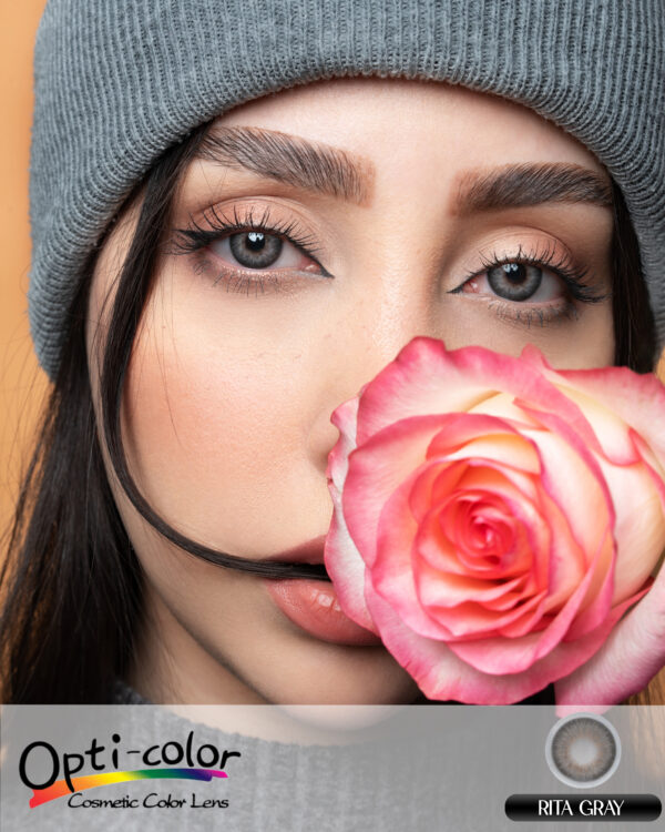 لنز رنگی طوسی طبیعی و ملایم برای استفاده روزمره اپتی کالر مدل Rita Gray - Image 5
