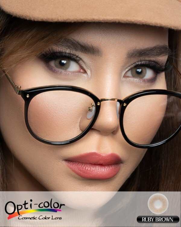 لنز قهوه‌ای نچرال و گرم|مناسب چشم‌های تیره و روشن| کد Ruby Brown - Image 3