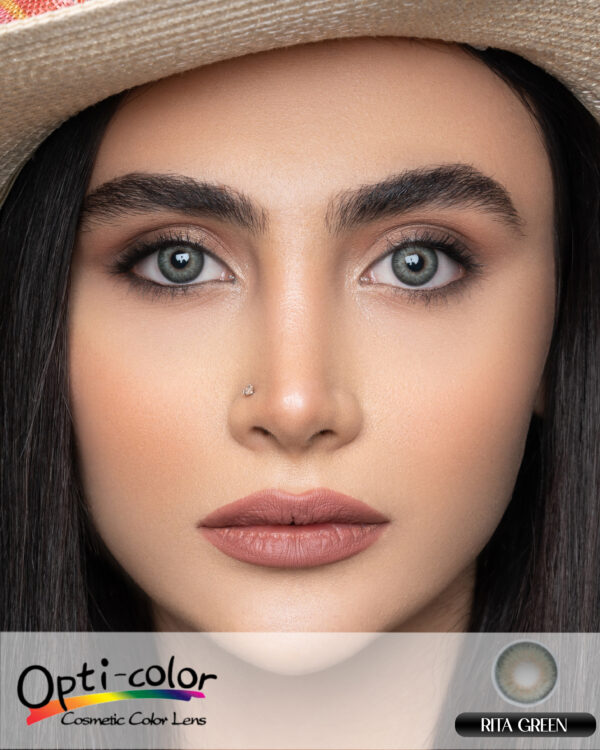 لنز رنگی سبز ملایم و طبیعی با جلوه‌ای آرام و خاص اپتی کالر مدل Rita Green - Image 5