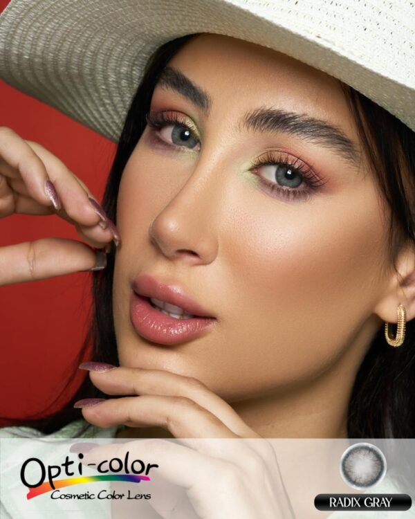 لنز رنگی طوسی خنک و چشم‌گیر برای چهره‌هایی خاص اپتی کالر مدل Radix Gray - Image 2