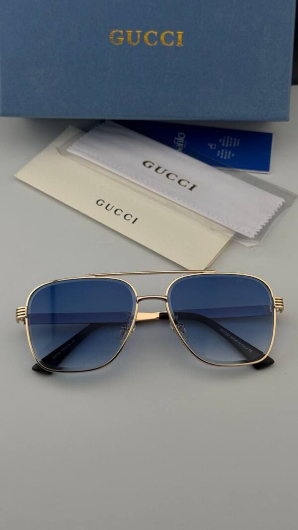 عینک آفتابی گوچی GUCCI | طراحی خلبانی کلاسیک با فریم طلایی و عدسی رنگی