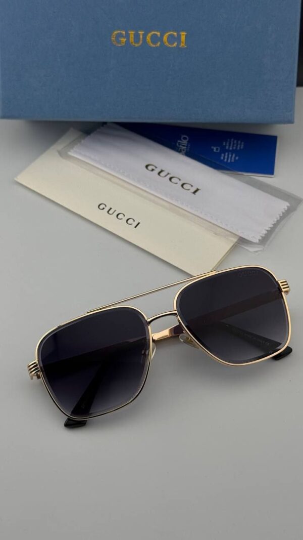 عینک آفتابی گوچی GUCCI | طراحی خلبانی کلاسیک با فریم طلایی و عدسی رنگی