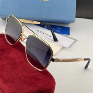عینک آفتابی گوچی GUCCI | طراحی خلبانی کلاسیک با فریم طلایی و عدسی رنگی