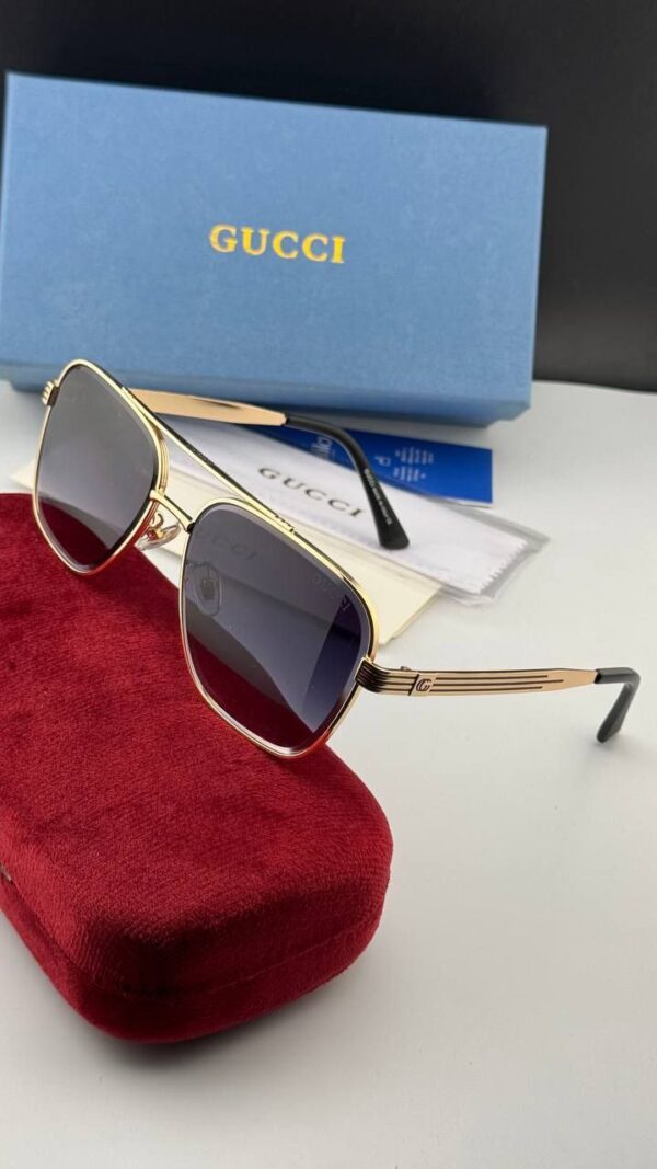 عینک آفتابی گوچی GUCCI | طراحی خلبانی کلاسیک با فریم طلایی و عدسی رنگی