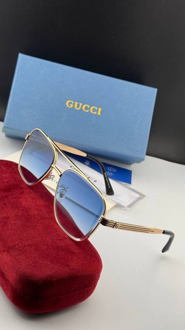 عینک آفتابی گوچی GUCCI | طراحی خلبانی کلاسیک با فریم طلایی و عدسی رنگی