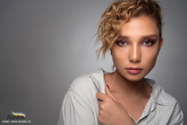 لنز طبی رنگی قهوه ای عسلی Sole Hazel رینبو دو تن