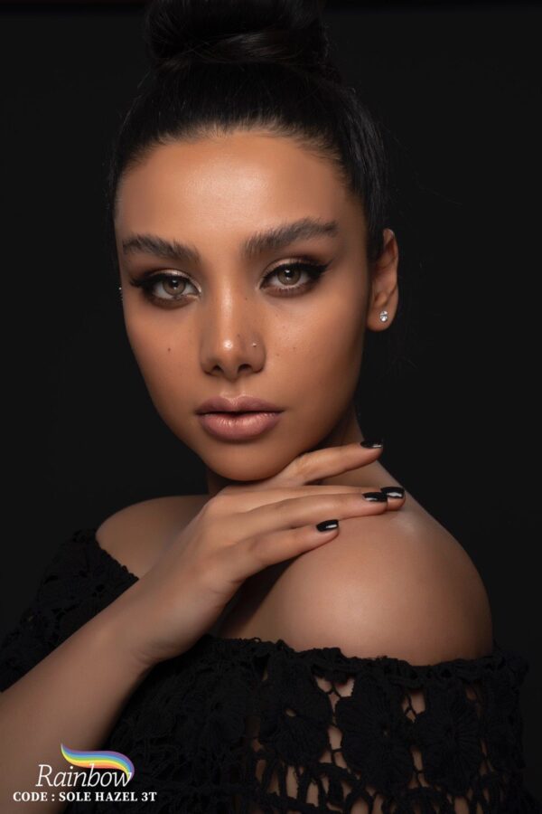 لنز طبی رنگی قهوه ای عسلی Sole Hazel رینبو سه تن